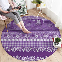 Hawaiian Hibiscus Honu Round Carpet Purple Mele Kalikimaka Palaka Spirit - Polynesian Pride