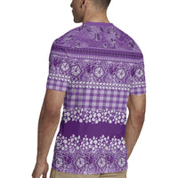 Hawaiian Hibiscus Honu Rugby Jersey Purple Mele Kalikimaka Palaka Spirit - Polynesian Pride
