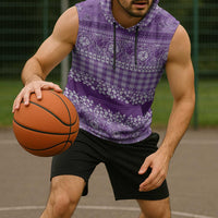 Hawaiian Hibiscus Honu Sleeveless Hoodie Purple Mele Kalikimaka Palaka Spirit - Polynesian Pride