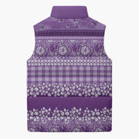 Hawaiian Hibiscus Honu Sleeveless Puffer Jacket Purple Mele Kalikimaka Palaka Spirit - Polynesian Pride