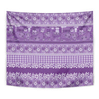 Hawaiian Hibiscus Honu Tapestry Purple Mele Kalikimaka Palaka Spirit - Polynesian Pride