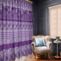 Hawaiian Hibiscus Honu Window Curtain Purple Mele Kalikimaka Palaka Spirit - Polynesian Pride