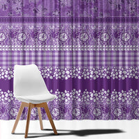 Hawaiian Hibiscus Honu Window Curtain Purple Mele Kalikimaka Palaka Spirit - Polynesian Pride
