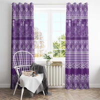 Hawaiian Hibiscus Honu Window Curtain Purple Mele Kalikimaka Palaka Spirit - Polynesian Pride
