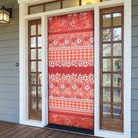 Hawaiian Hibiscus Honu Door Cover Red Mele Kalikimaka Palaka Spirit - Polynesian Pride