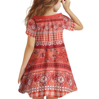 Hawaiian Hibiscus Honu Family Matching Long Sleeve Bodycon Dress and Hawaiian Shirt Red Mele Kalikimaka Palaka Spirit - Polynesian Pride