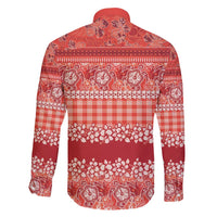 Hawaiian Hibiscus Honu Family Matching Long Sleeve Bodycon Dress and Hawaiian Shirt Red Mele Kalikimaka Palaka Spirit - Polynesian Pride