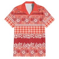 Hawaiian Hibiscus Honu Family Matching Off Shoulder Maxi Dress and Hawaiian Shirt Red Mele Kalikimaka Palaka Spirit - Polynesian Pride