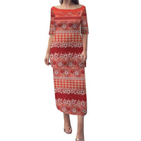 Hawaiian Hibiscus Honu Family Matching Puletasi and Hawaiian Shirt Red Mele Kalikimaka Palaka Spirit - Polynesian Pride
