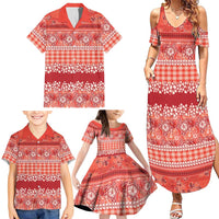Hawaiian Hibiscus Honu Family Matching Summer Maxi Dress and Hawaiian Shirt Red Mele Kalikimaka Palaka Spirit - Polynesian Pride