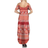 Hawaiian Hibiscus Honu Family Matching Summer Maxi Dress and Hawaiian Shirt Red Mele Kalikimaka Palaka Spirit - Polynesian Pride
