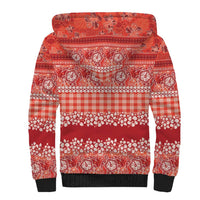 Hawaiian Hibiscus Honu Sherpa Hoodie Red Mele Kalikimaka Palaka Spirit - Polynesian Pride