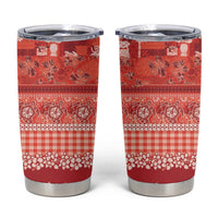 Hawaiian Hibiscus Honu Tumbler Cup Red Mele Kalikimaka Palaka Spirit - Polynesian Pride