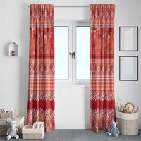 Hawaiian Hibiscus Honu Window Curtain Red Mele Kalikimaka Palaka Spirit - Polynesian Pride