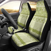Hawaiian Hibiscus Honu Car Seat Cover Sage Green Mele Kalikimaka Palaka Spirit - Polynesian Pride