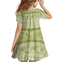 Hawaiian Hibiscus Honu Family Matching Long Sleeve Bodycon Dress and Hawaiian Shirt Sage Green Mele Kalikimaka Palaka Spirit - Polynesian Pride