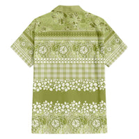 Hawaiian Hibiscus Honu Family Matching Off Shoulder Maxi Dress and Hawaiian Shirt Sage Green Mele Kalikimaka Palaka Spirit - Polynesian Pride