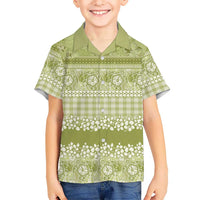 Hawaiian Hibiscus Honu Family Matching Off Shoulder Maxi Dress and Hawaiian Shirt Sage Green Mele Kalikimaka Palaka Spirit - Polynesian Pride