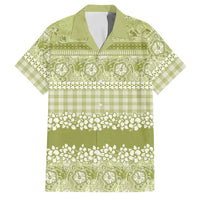Hawaiian Hibiscus Honu Family Matching Short Sleeve Bodycon Dress and Hawaiian Shirt Sage Green Mele Kalikimaka Palaka Spirit - Polynesian Pride