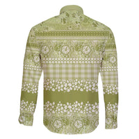 Hawaiian Hibiscus Honu Family Matching Short Sleeve Bodycon Dress and Hawaiian Shirt Sage Green Mele Kalikimaka Palaka Spirit - Polynesian Pride