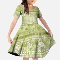 Hawaiian Hibiscus Honu Family Matching Summer Maxi Dress and Hawaiian Shirt Sage Green Mele Kalikimaka Palaka Spirit - Polynesian Pride