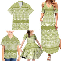 Hawaiian Hibiscus Honu Family Matching Summer Maxi Dress and Hawaiian Shirt Sage Green Mele Kalikimaka Palaka Spirit - Polynesian Pride