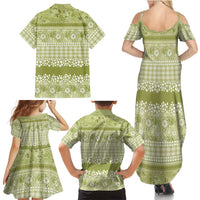 Hawaiian Hibiscus Honu Family Matching Summer Maxi Dress and Hawaiian Shirt Sage Green Mele Kalikimaka Palaka Spirit - Polynesian Pride