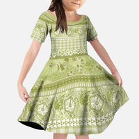 Hawaiian Hibiscus Honu Family Matching Tank Maxi Dress and Hawaiian Shirt Sage Green Mele Kalikimaka Palaka Spirit - Polynesian Pride