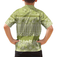 Hawaiian Hibiscus Honu Kid Hawaiian Shirt Sage Green Mele Kalikimaka Palaka Spirit LT9 - Polynesian Pride