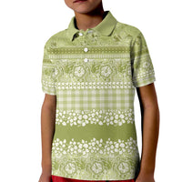 Hawaiian Hibiscus Honu Kid Polo Shirt Sage Green Mele Kalikimaka Palaka Spirit LT9 Kid Sage Green - Polynesian Pride