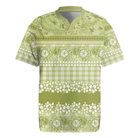 Hawaiian Hibiscus Honu Rugby Jersey Sage Green Mele Kalikimaka Palaka Spirit LT9 Sage Green - Polynesian Pride