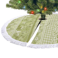 Hawaiian Hibiscus Honu Tree Skirt Sage Green Mele Kalikimaka Palaka Spirit - Polynesian Pride
