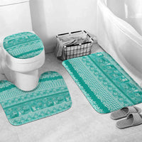 Hawaiian Hibiscus Honu Bathroom Set Turquoise Mele Kalikimaka Palaka Spirit - Polynesian Pride