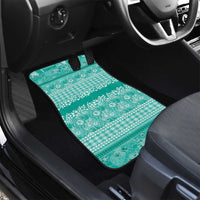Hawaiian Hibiscus Honu Car Mats Turquoise Mele Kalikimaka Palaka Spirit - Polynesian Pride