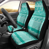 Hawaiian Hibiscus Honu Car Seat Cover Turquoise Mele Kalikimaka Palaka Spirit - Polynesian Pride