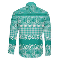 Hawaiian Hibiscus Honu Family Matching Long Sleeve Bodycon Dress and Hawaiian Shirt Turquoise Mele Kalikimaka Palaka Spirit - Polynesian Pride