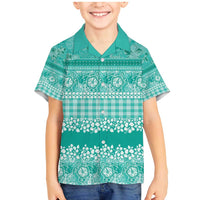 Hawaiian Hibiscus Honu Family Matching Mermaid Dress and Hawaiian Shirt Turquoise Mele Kalikimaka Palaka Spirit - Polynesian Pride
