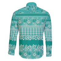 Hawaiian Hibiscus Honu Family Matching Off The Shoulder Long Sleeve Dress and Hawaiian Shirt Turquoise Mele Kalikimaka Palaka Spirit - Polynesian Pride