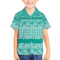 Hawaiian Hibiscus Honu Family Matching Summer Maxi Dress and Hawaiian Shirt Turquoise Mele Kalikimaka Palaka Spirit - Polynesian Pride