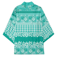 Hawaiian Hibiscus Honu Kimono Turquoise Mele Kalikimaka Palaka Spirit - Polynesian Pride