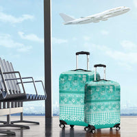 Hawaiian Hibiscus Honu Luggage Cover Turquoise Mele Kalikimaka Palaka Spirit - Polynesian Pride