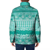 Hawaiian Hibiscus Honu Padded Jacket Turquoise Mele Kalikimaka Palaka Spirit - Polynesian Pride