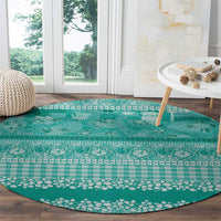 Hawaiian Hibiscus Honu Round Carpet Turquoise Mele Kalikimaka Palaka Spirit - Polynesian Pride