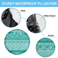 Hawaiian Hibiscus Honu Spare Tire Cover Turquoise Mele Kalikimaka Palaka Spirit - Polynesian Pride