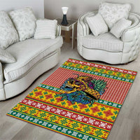 Hawaiian Pineapples Skull Area Rug Mele Kalikimaka Palaka Quilt Pattern - Polynesian Pride