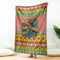 Hawaiian Pineapples Skull Blanket Mele Kalikimaka Palaka Quilt Pattern - Polynesian Pride