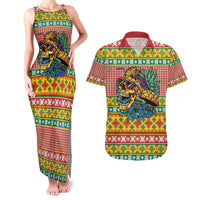 Hawaiian Pineapples Skull Couples Matching Tank Maxi Dress and Hawaiian Shirt Mele Kalikimaka Palaka Quilt Pattern LT9 Yellow - Polynesian Pride
