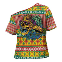Hawaiian Pineapples Skull Cross Shoulder Shirt Mele Kalikimaka Palaka Quilt Pattern LT9 - Polynesian Pride
