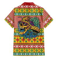 Hawaiian Pineapples Skull Family Matching Long Sleeve Bodycon Dress and Hawaiian Shirt Mele Kalikimaka Palaka Quilt Pattern - Polynesian Pride