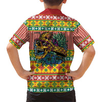 Hawaiian Pineapples Skull Family Matching Mermaid Dress and Hawaiian Shirt Mele Kalikimaka Palaka Quilt Pattern - Polynesian Pride